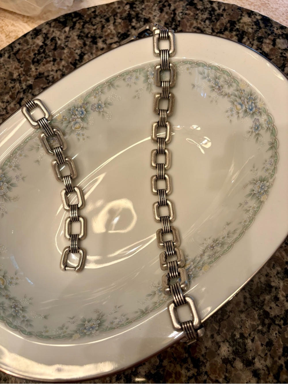 Jewel Kade Silver Tone Link Necklace and Matching Bracelet Set
